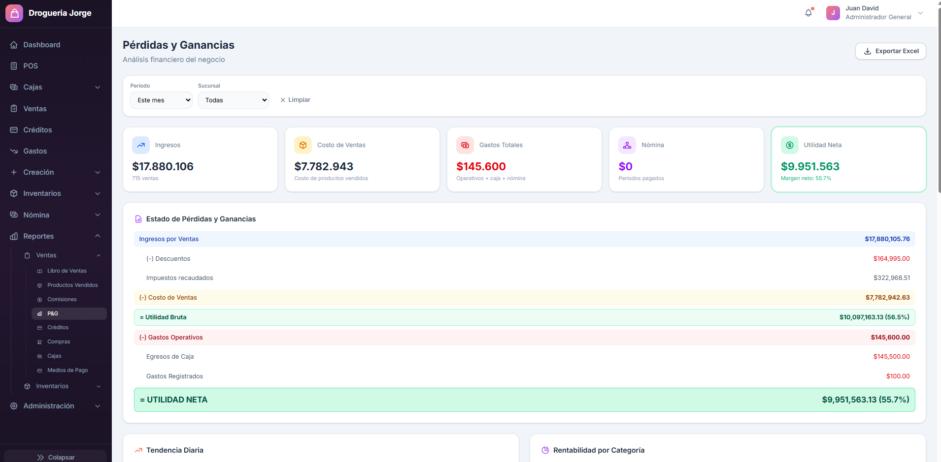 MikPOS - Menú de reportes con opciones de ventas, inventarios y más